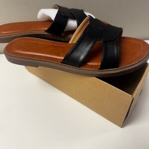 Elegant Black and Tan Women's Sandals